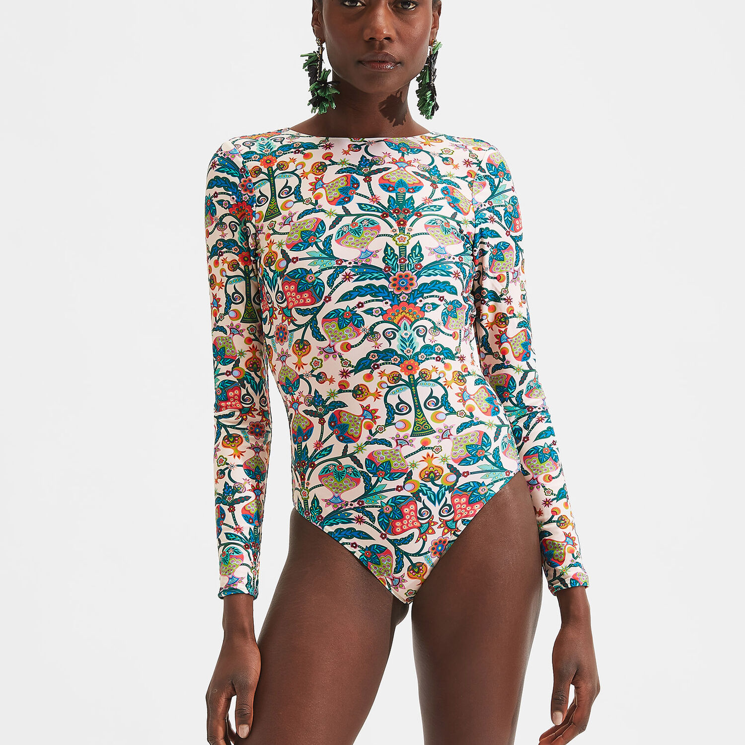 La Doublej Surf Tree Of Life-print Swim Suit In Tree Of Life Bianco