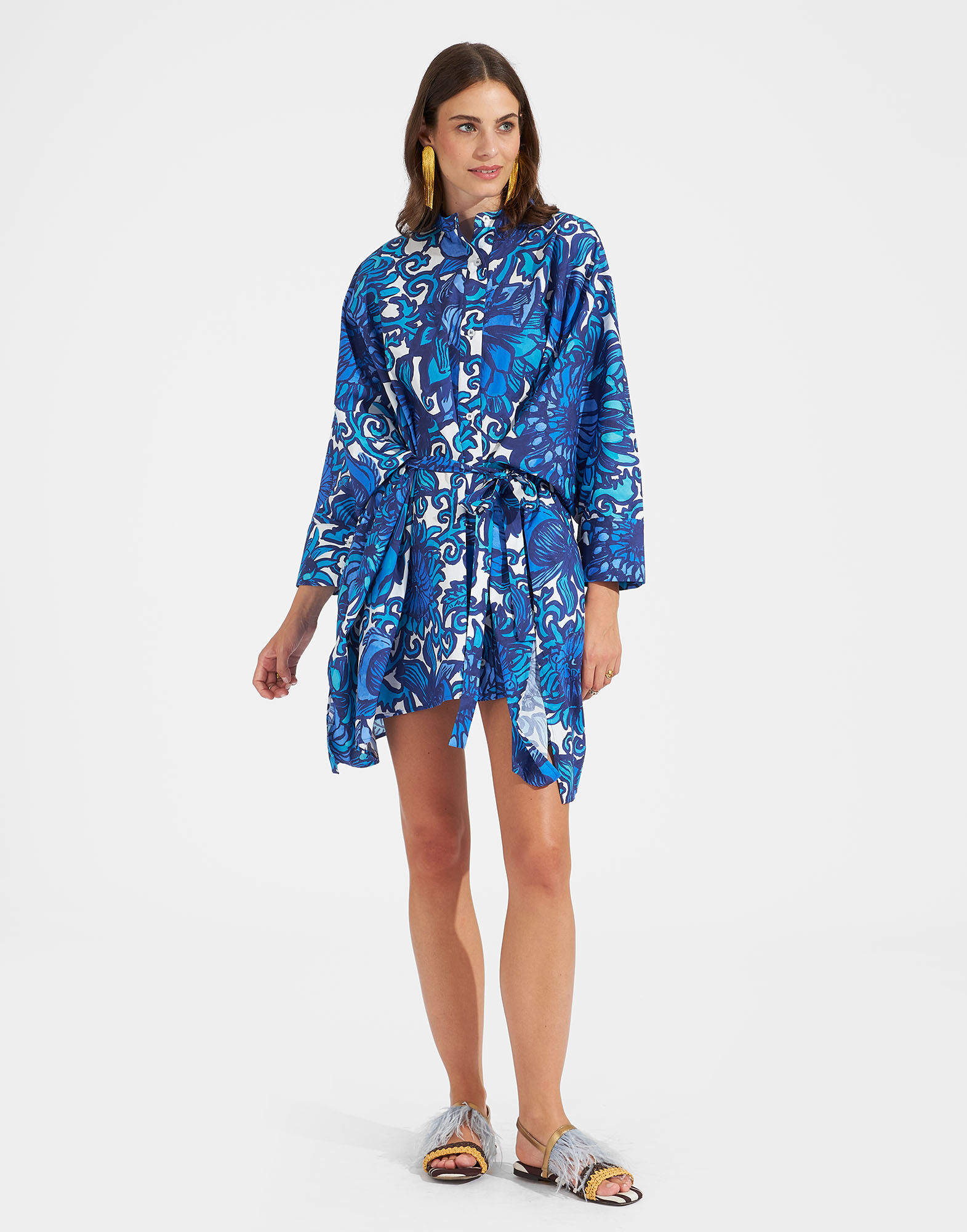 La DoubleJ Foulard Mini Dress Anemone DRE0510COT039ANE01BU03