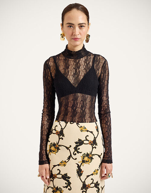 La DoubleJ Lacey Turtleneck Solid Black TOP0180LAC007SOLIDBL01