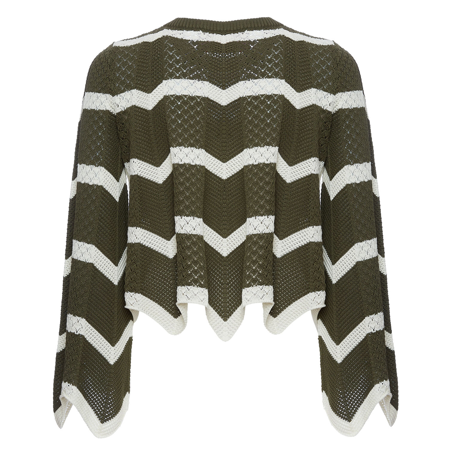 La Doublej Chevron Crop Sweater In Solid Camouflage