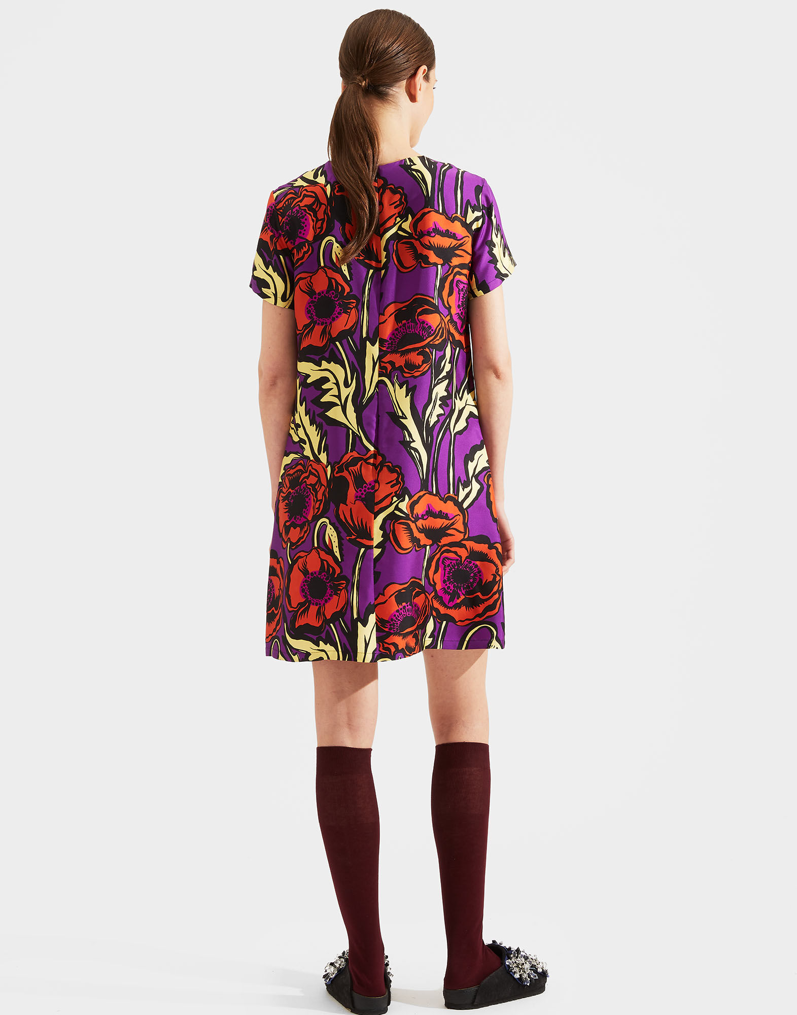 LaDoubleJ Mini Swing Dress Big Blooms Viola DRE0159SIL001PFI0004