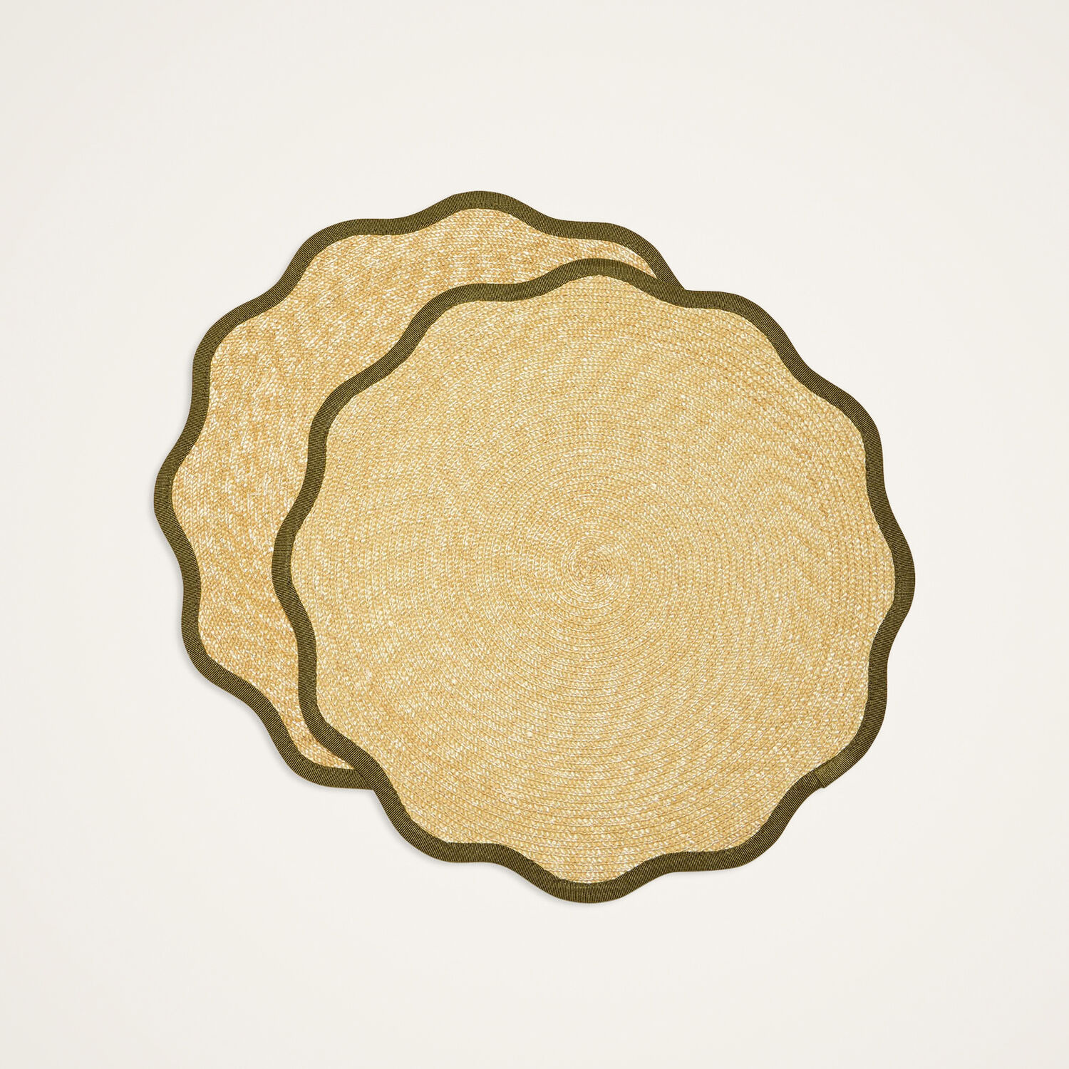La Doublej Straw Cloud Placemats Set Of 2 In Solid Olive