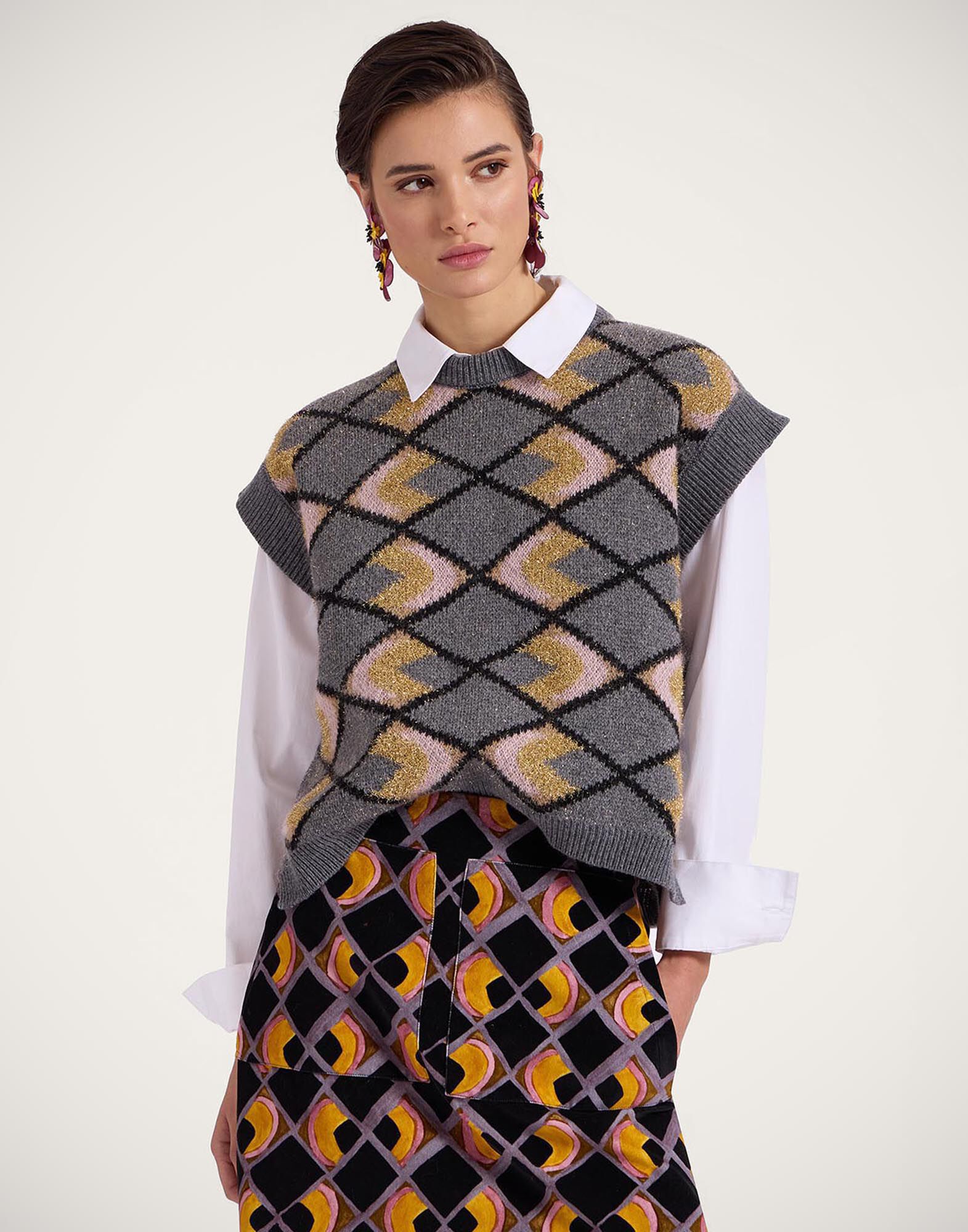 La DoubleJ Half-Light Gilet Half-Light Grey PUL0223KNI132VA307GY02