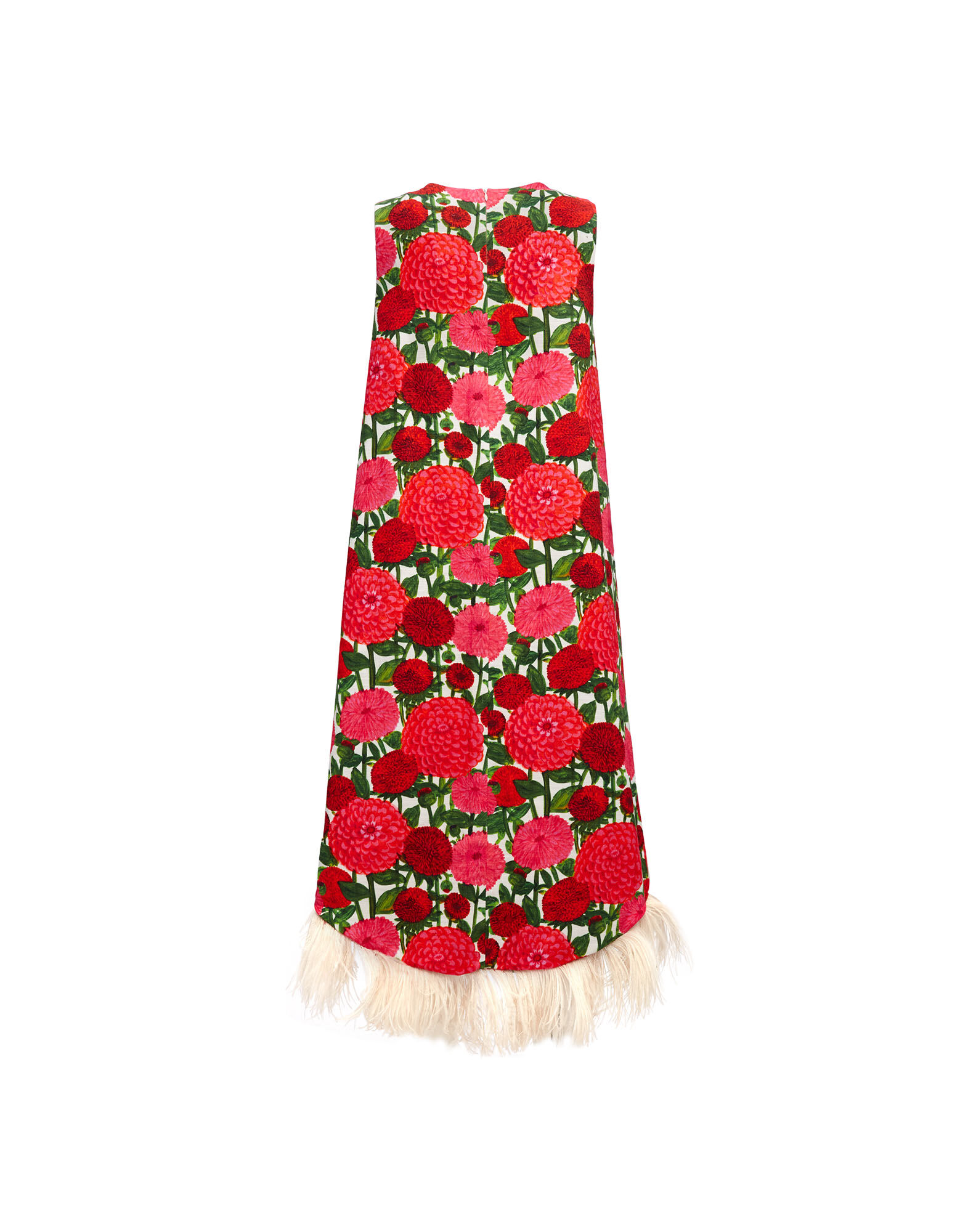 La Scala High Dress With Feathers in Pink Dahlias for Women La DoubleJ