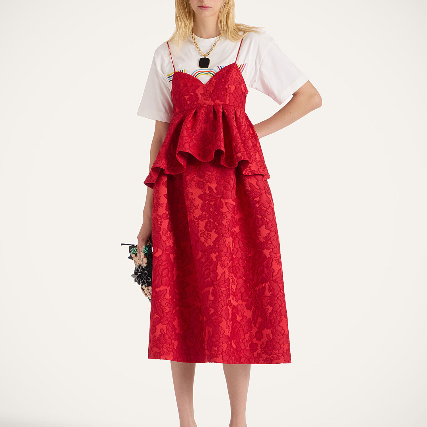La Doublej Satine Dress In Red