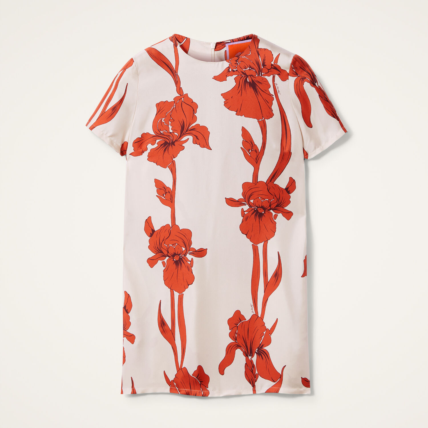 La Doublej Floral-print Silk-twill Mini Dress In Iris Dark Orange