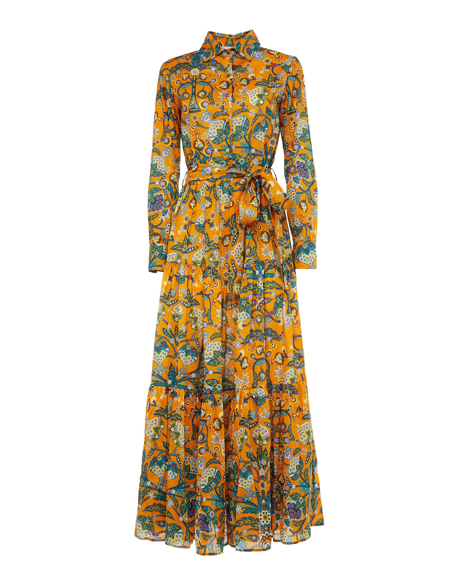 La DoubleJ Bellini Dress Tree Of Life Arancio DRE0016COT003TFL0002