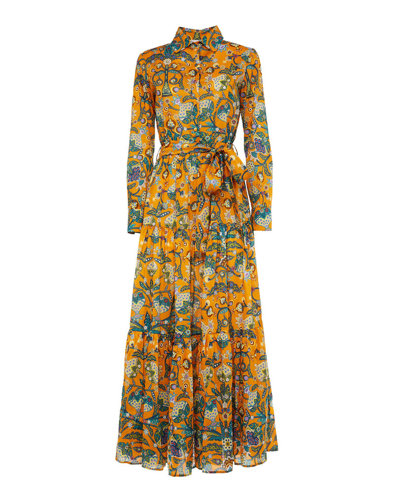Bellini Dress in Tree Of Life Arancio for Women | La DoubleJ
