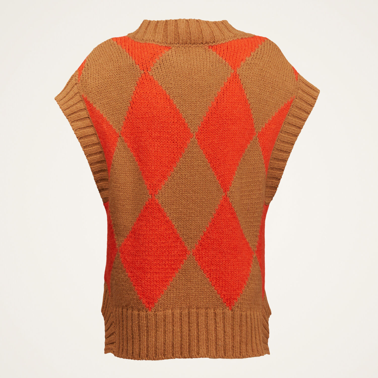 La Doublej Argyle Gilet In Camel / Orange