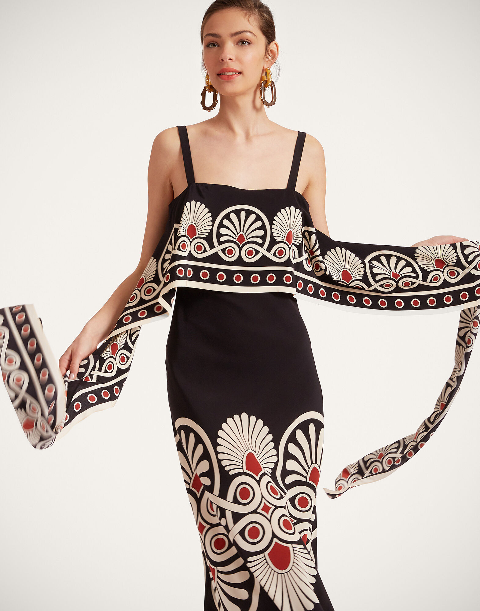 La DoubleJ Slip-Around Dress Medallion Plac&eacute;e Black DRE0562CRE002MED01BL01