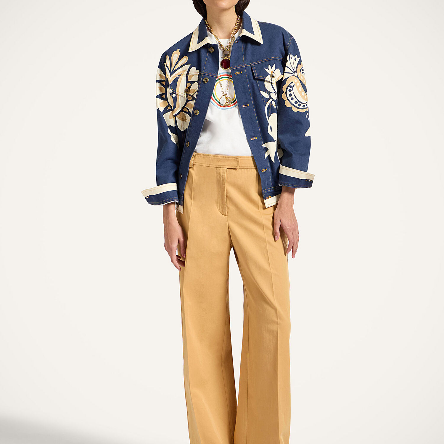 La Doublej Jj Floral-print Denim Jacket