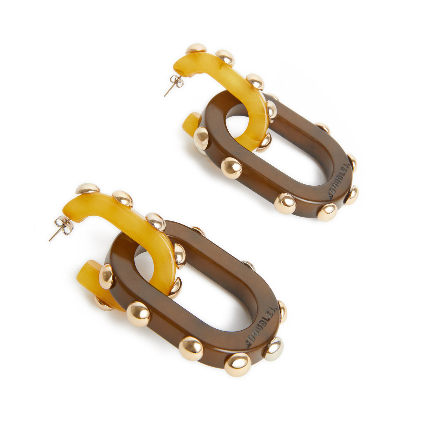 La Doublej Nefertiti Double Earrings In Solid Yellow