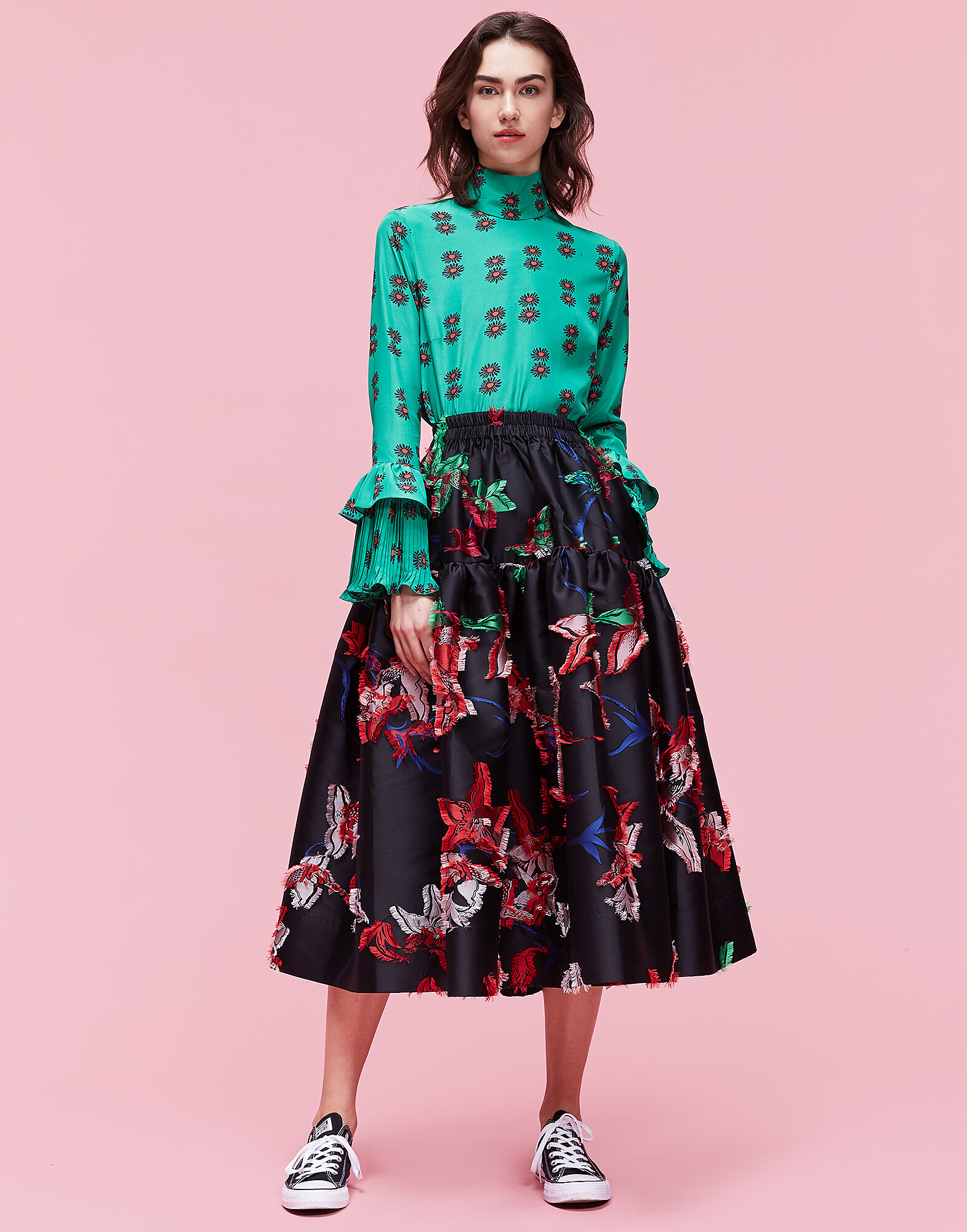 LaDoubleJ Oscar Skirt Orchidea Nero Multicolor SKI0026JAC012ORC0004