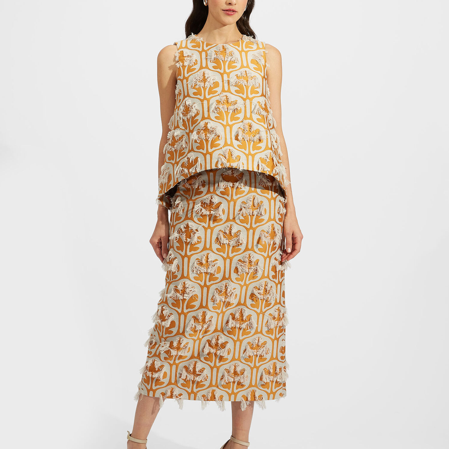 La Doublej Pencil Skirt In Grove Ocra/ghiaccio