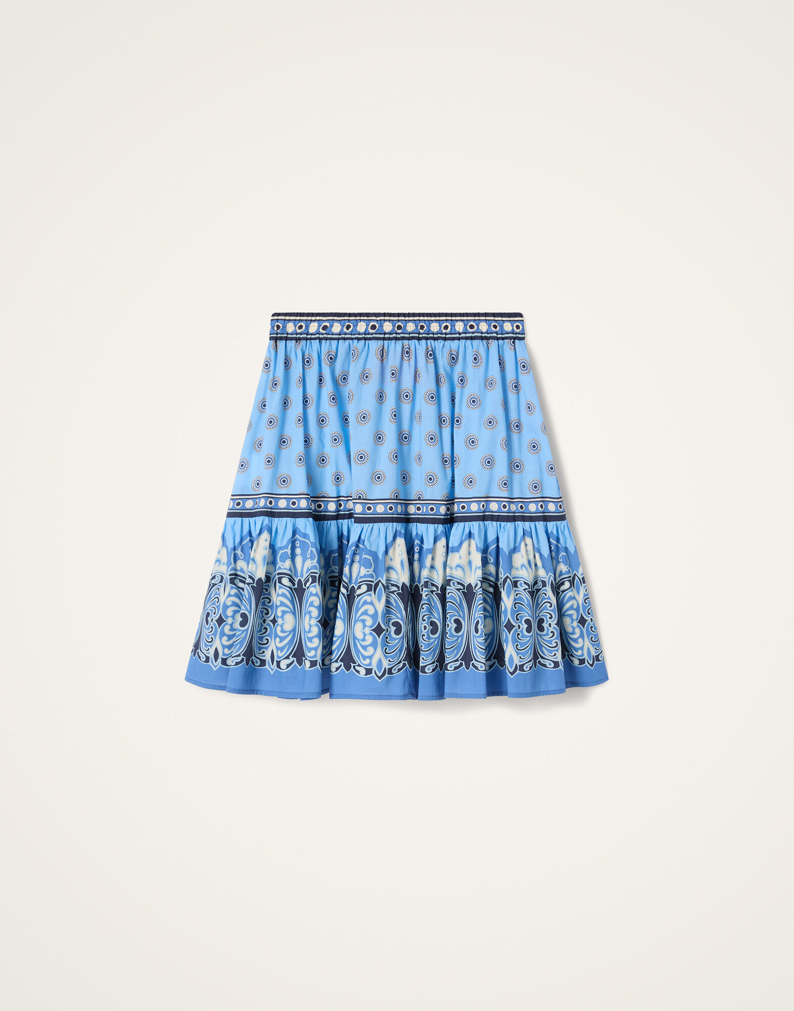 La DoubleJ Mini Big Skirt Cocoon Plac&eacute;e Blue SKI0206COT098COC02BU03