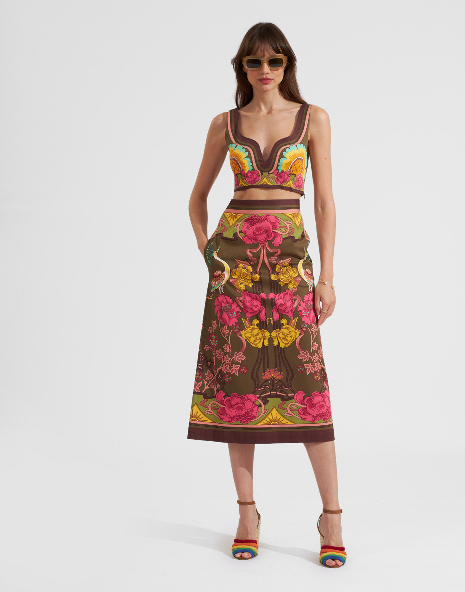 La DoubleJ Baia Skirt Taormina Plac&eacute;e Fango SKI0081COT037LRT01BR12