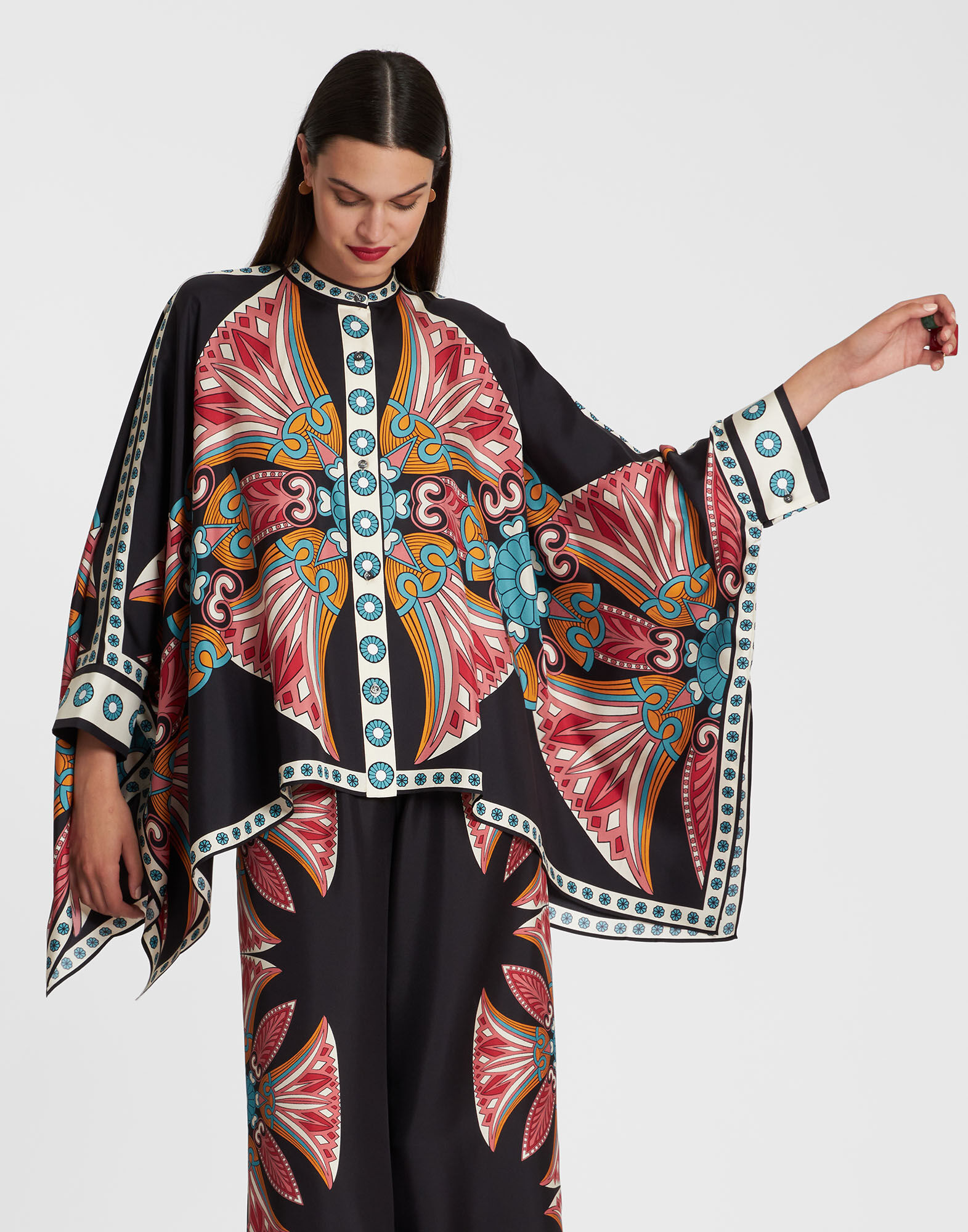 La DoubleJ Foulard Shirt Lotus Plac&eacute;e Pink SHI0059SIL006LOT01PI01