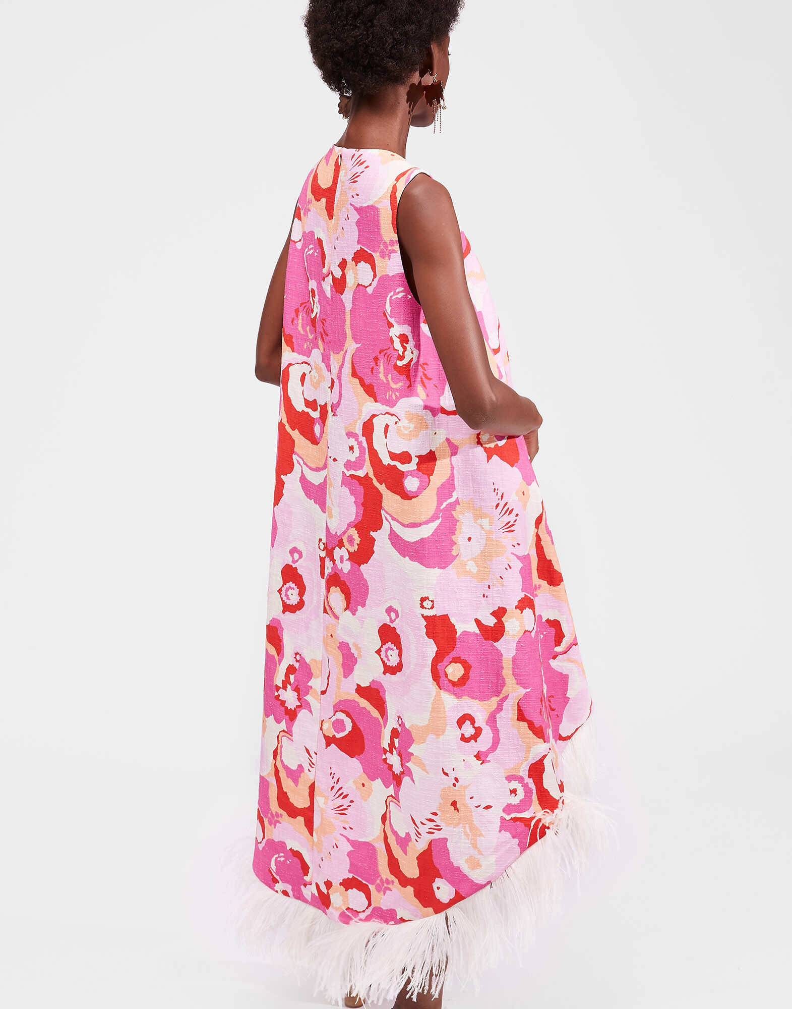 LaDoubleJ La Scala High Dress (With Feathers) Peonia Rosa DRE0211COT005PEO0002