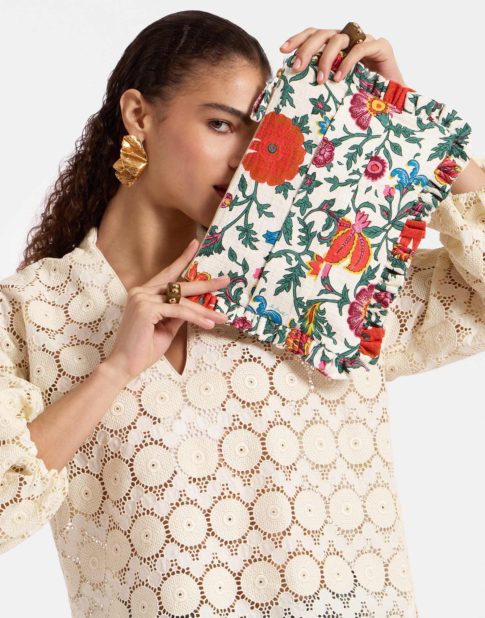 La DoubleJ Hand Pochette Dragonflower Mini Multicolor BAG0059COT005DRE02MU01