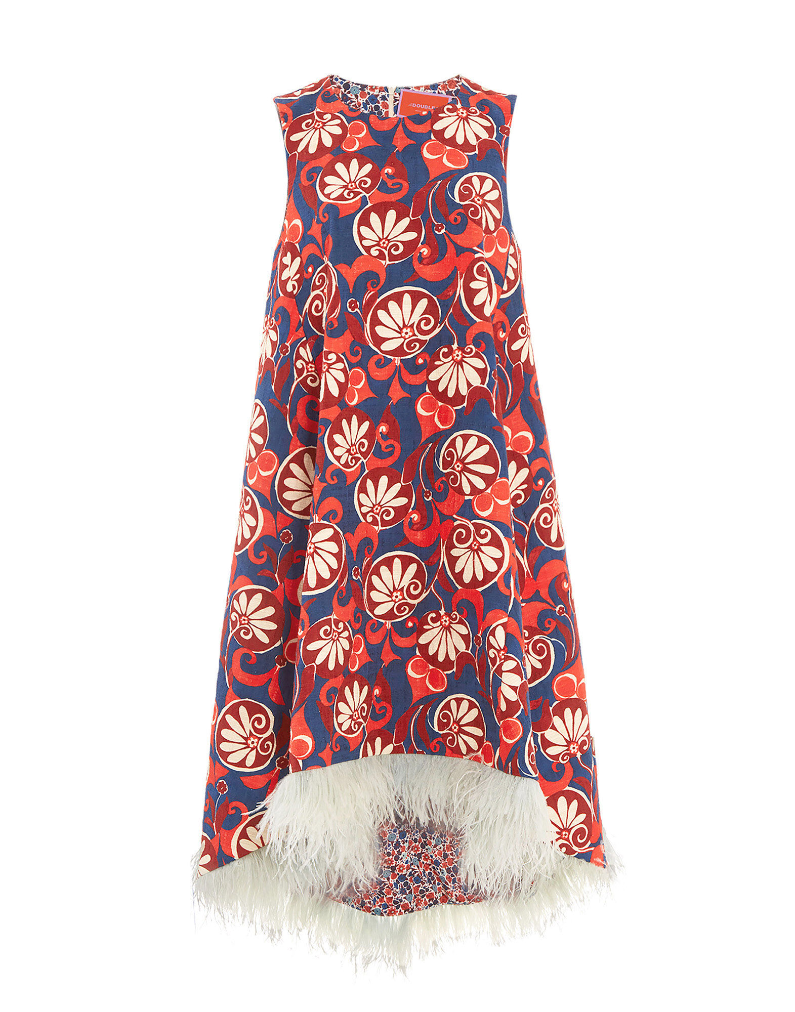 La DoubleJ La Scala High Dress (With Feathers) Moonflower Navy DRE0211COT005MOO01BU06