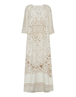 La DoubleJ Lacey Muumuu Dress Solid White Smoke DRE0632EMB006SOLIDWH02