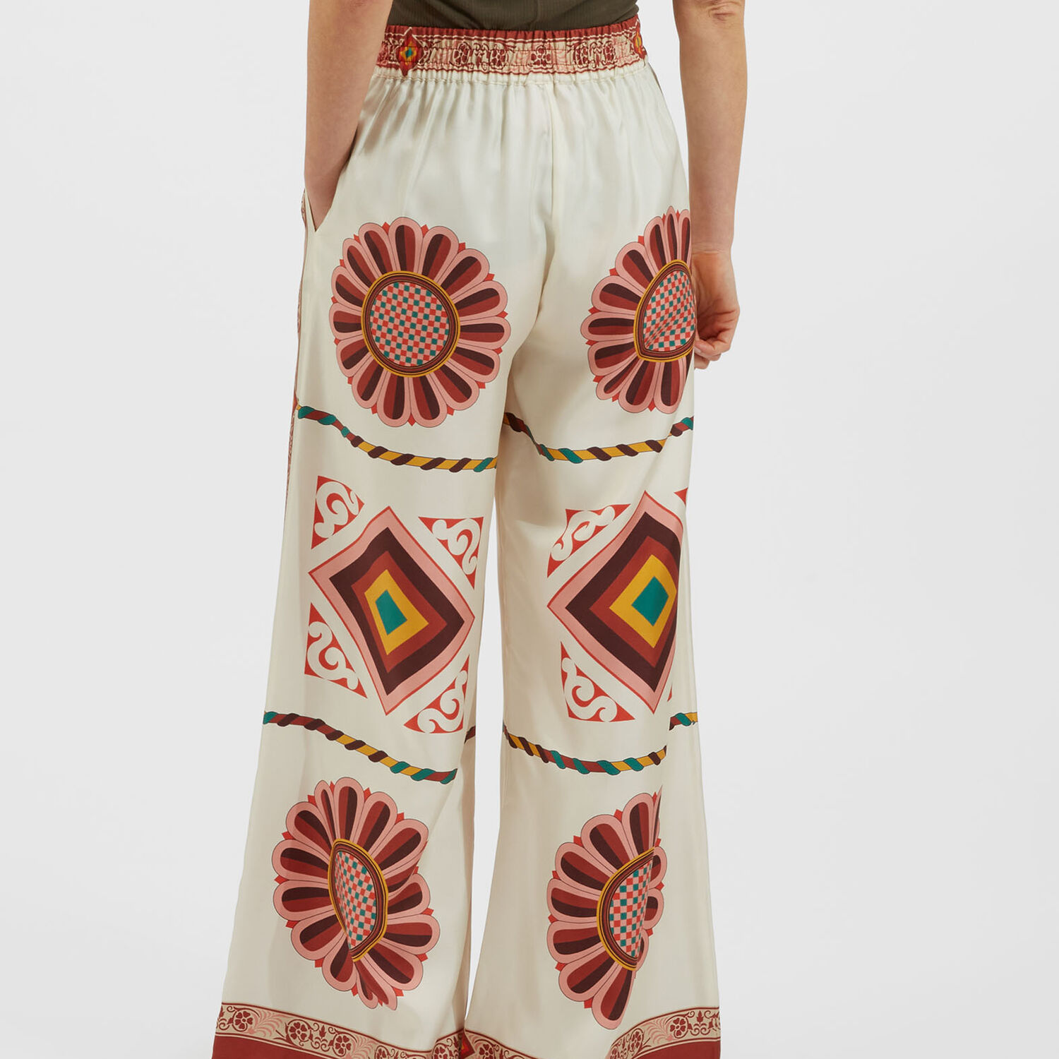 La Doublej Tile-printed High-waist Palazzo Trousers In Macro Tiles Placed