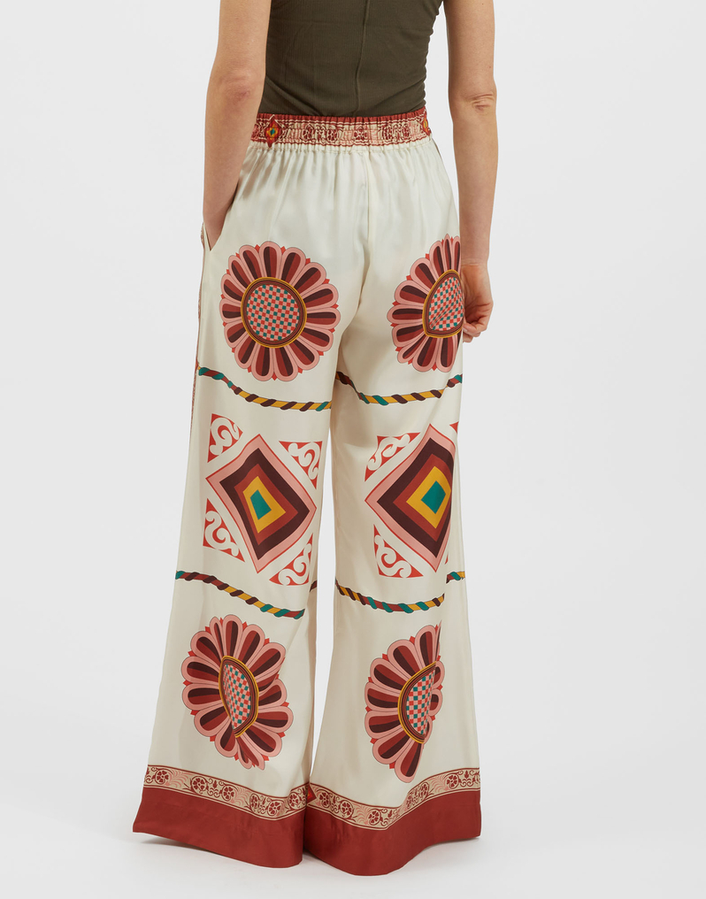 La DoubleJ Palazzo Pants La DoubleJ Palazzo Pants Macro Tiles Placée TRO0026SIL006MAC01WH01