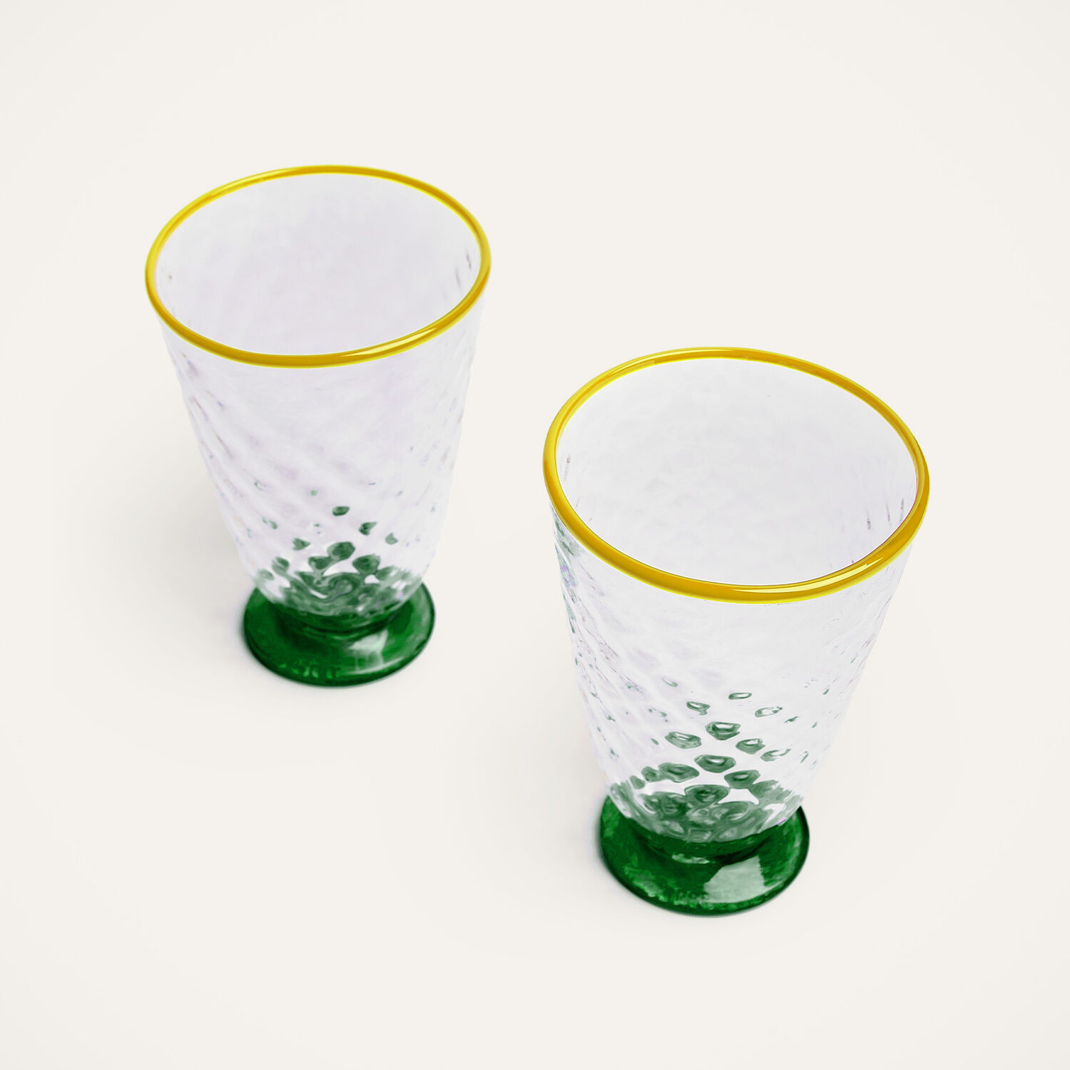 La Doublej Quilted Glasses Set Of 2 In Green