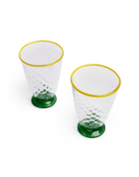 La DoubleJ Quilted Glasses Set Of 2 Green GLA0025MUR001QUI01GR02