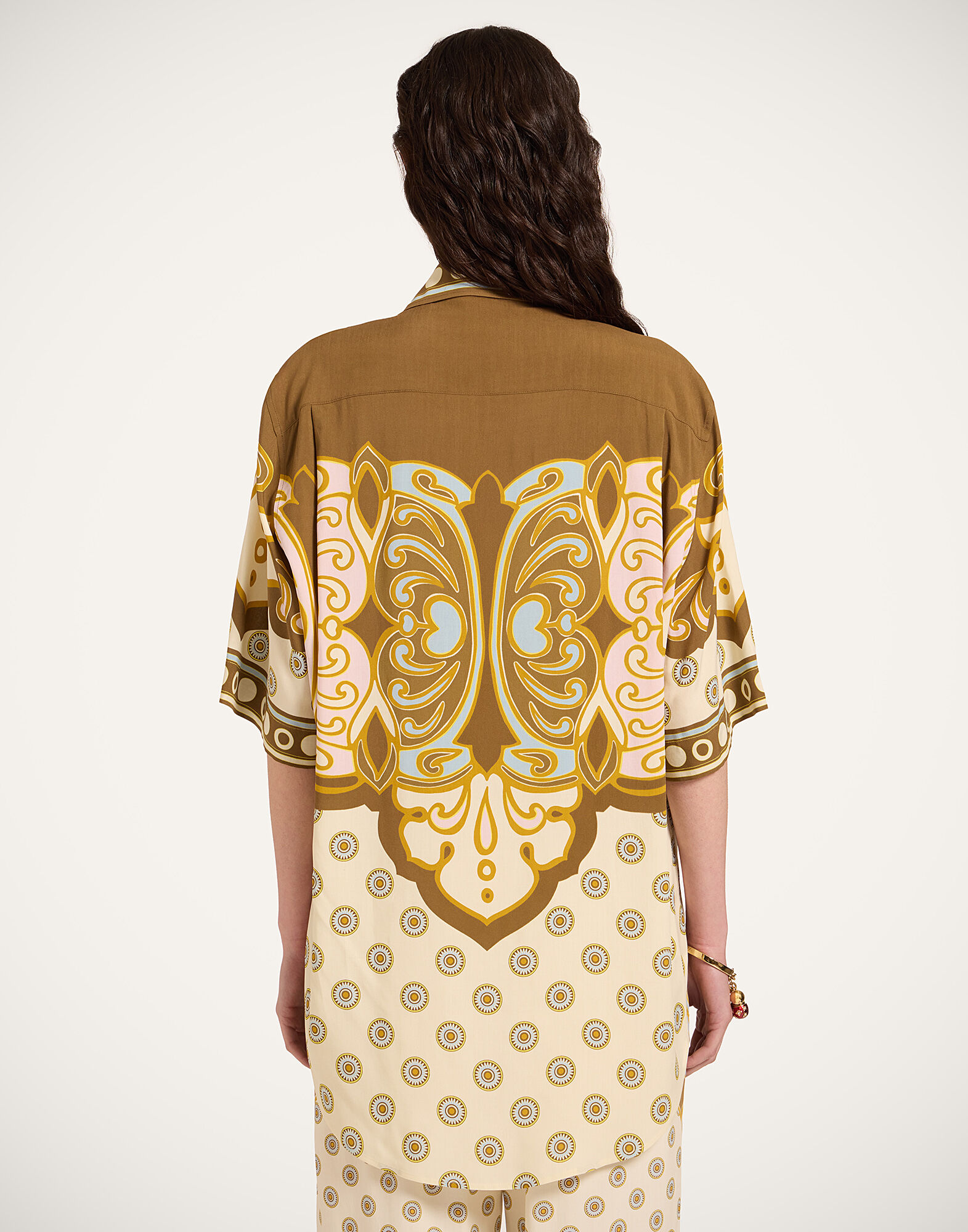 La DoubleJ Club Shirt Cocoon Plac&eacute;e Brown SHI0171VIS032COC02BR02