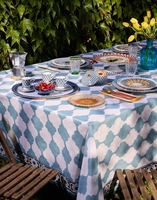 La DoubleJ Large Tablecloth La DoubleJ Large Tablecloth Plaza Sky Blue TBC0003LIN001PLA06BU10