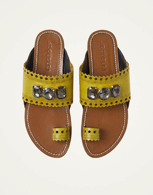 La DoubleJ Sandy Slides Solid Lime SHO0116LEA014SOLIDGR09