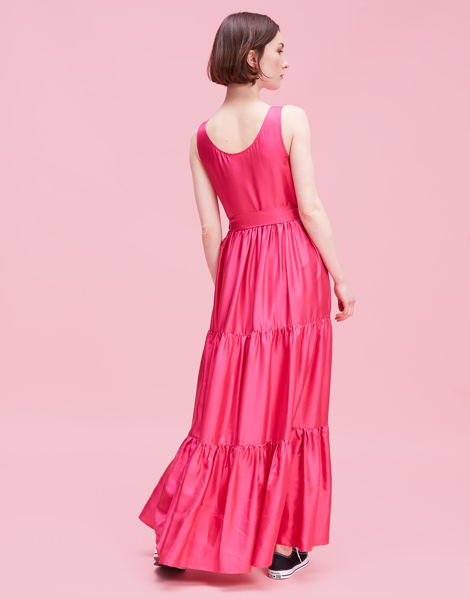 LaDoubleJ Pellicano Dinner Dress Solid Magenta DRE0034SIL001FUC0001