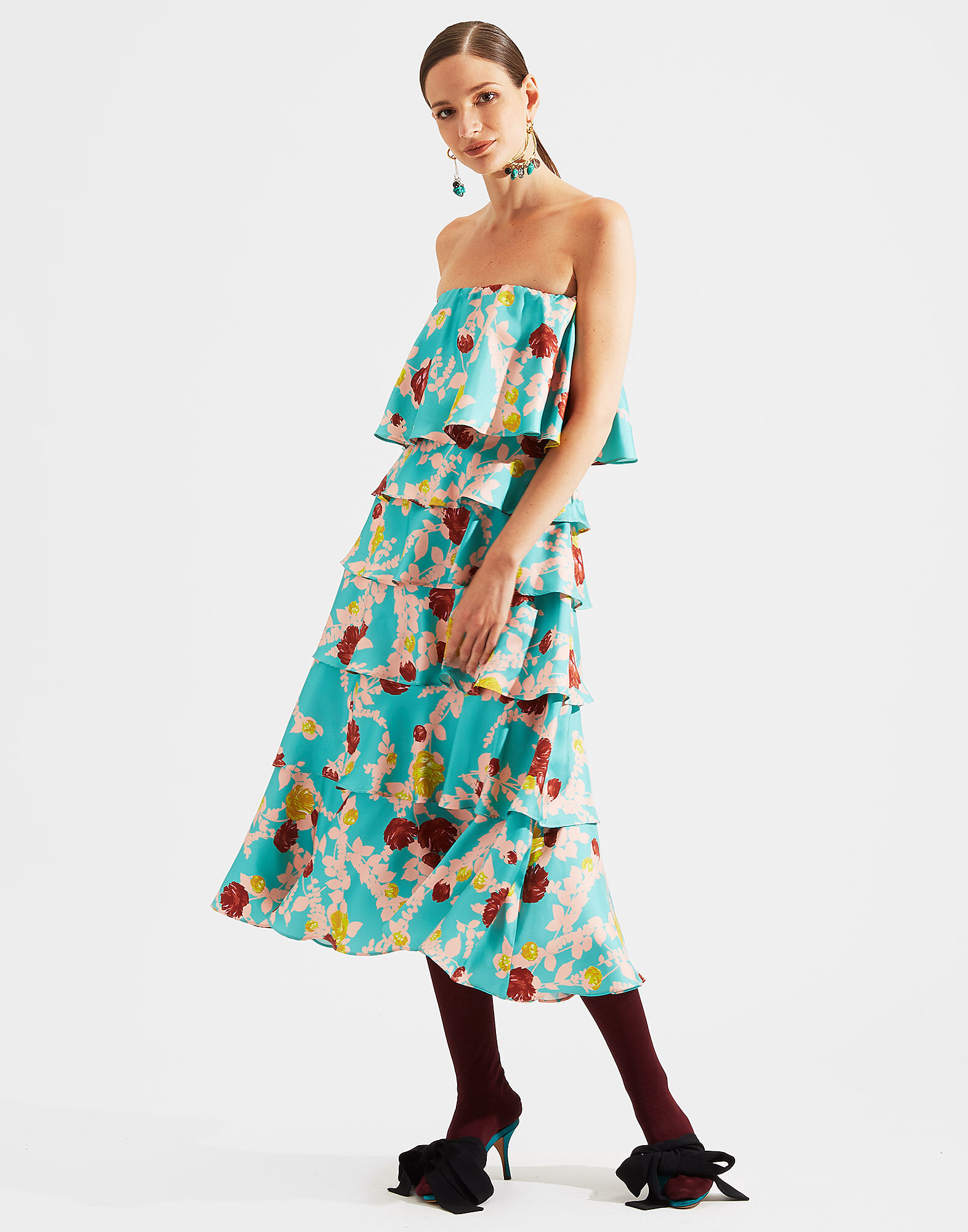 LaDoubleJ Tosca Dress Winter Rose Turchese DRE0173SIL001WTR0002