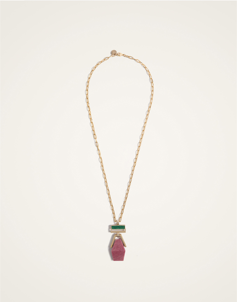 La DoubleJ Bridge Portal Necklace La DoubleJ Bridge Portal Necklace 24K Gold Plate & Thulite NEC0045BRA003THU01YE05