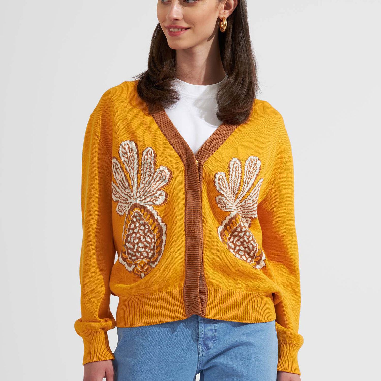 La Doublej Pineapple Cardigan In Avorio