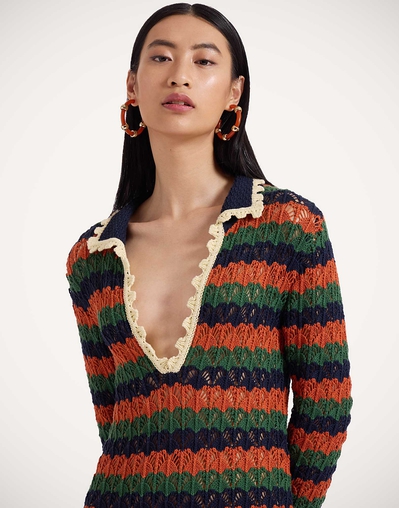 Perry Knit Dress in Multicolor Rust & Military for Women | La DoubleJ Perry Knit Dress in Multicolor Rust & Military for Women | La DoubleJ
