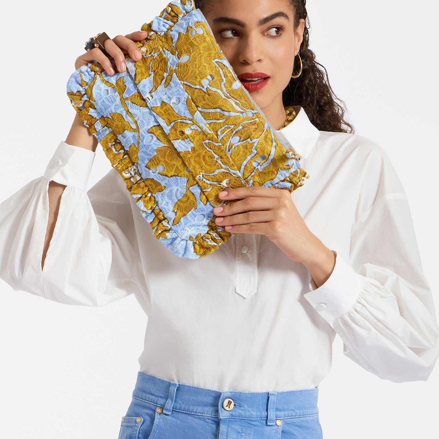 La Doublej Hand Pochette In Tangle Light Blue
