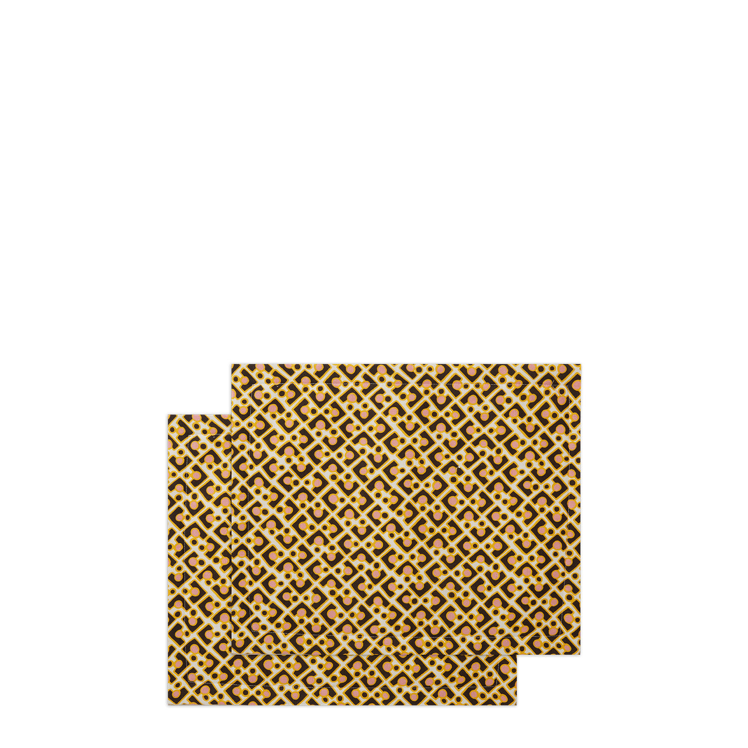 La Doublej Set Of 2 Geometric-print Table Mats In Puzzle Rosa