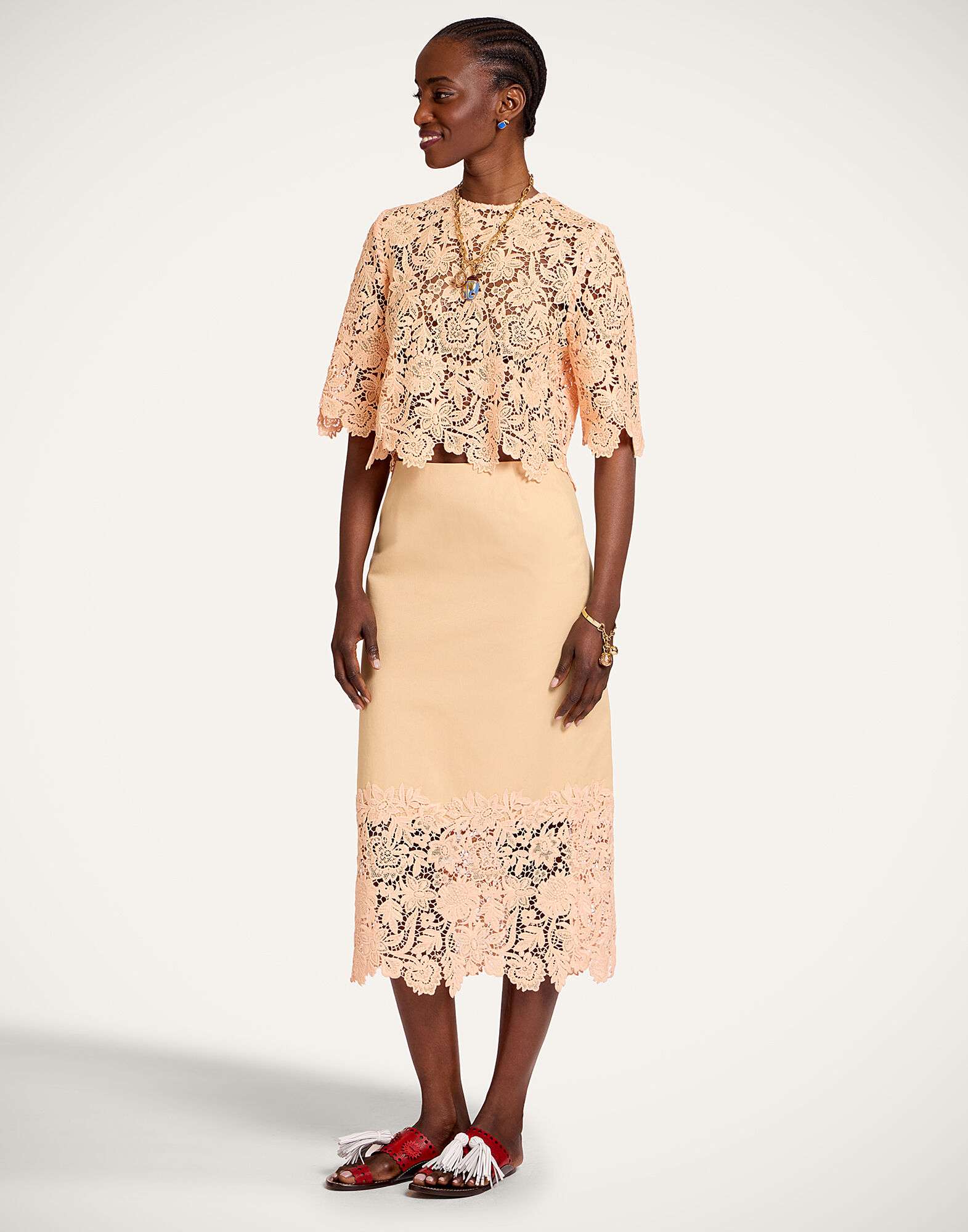 La DoubleJ Spotlight Top Solid Apricot TOP0187LAC013SOLIDOR11