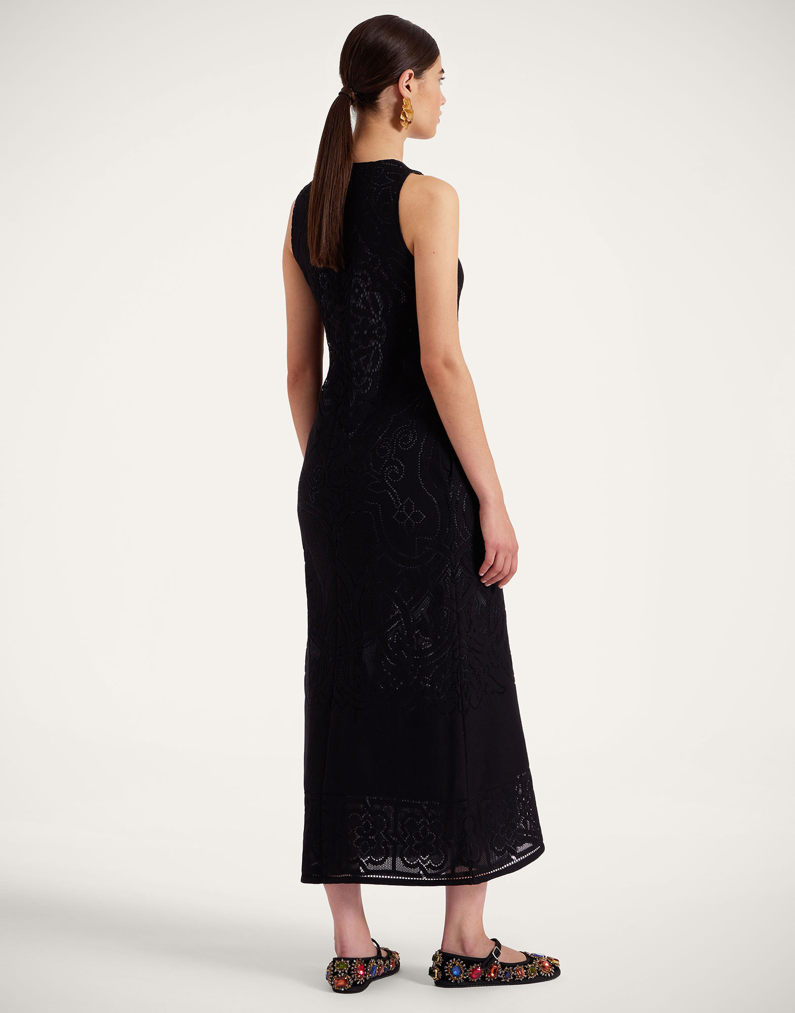 La DoubleJ Lacey Racer Dress Solid Black DRE0802EMB064SOLIDBL01