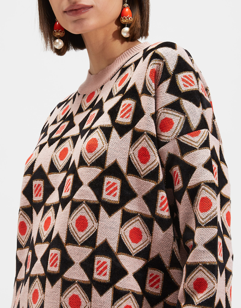 La DoubleJ Crew Boy Sweater La DoubleJ Crew Boy Sweater Rosa Antico Mix PUL0061KNI036VAR0061