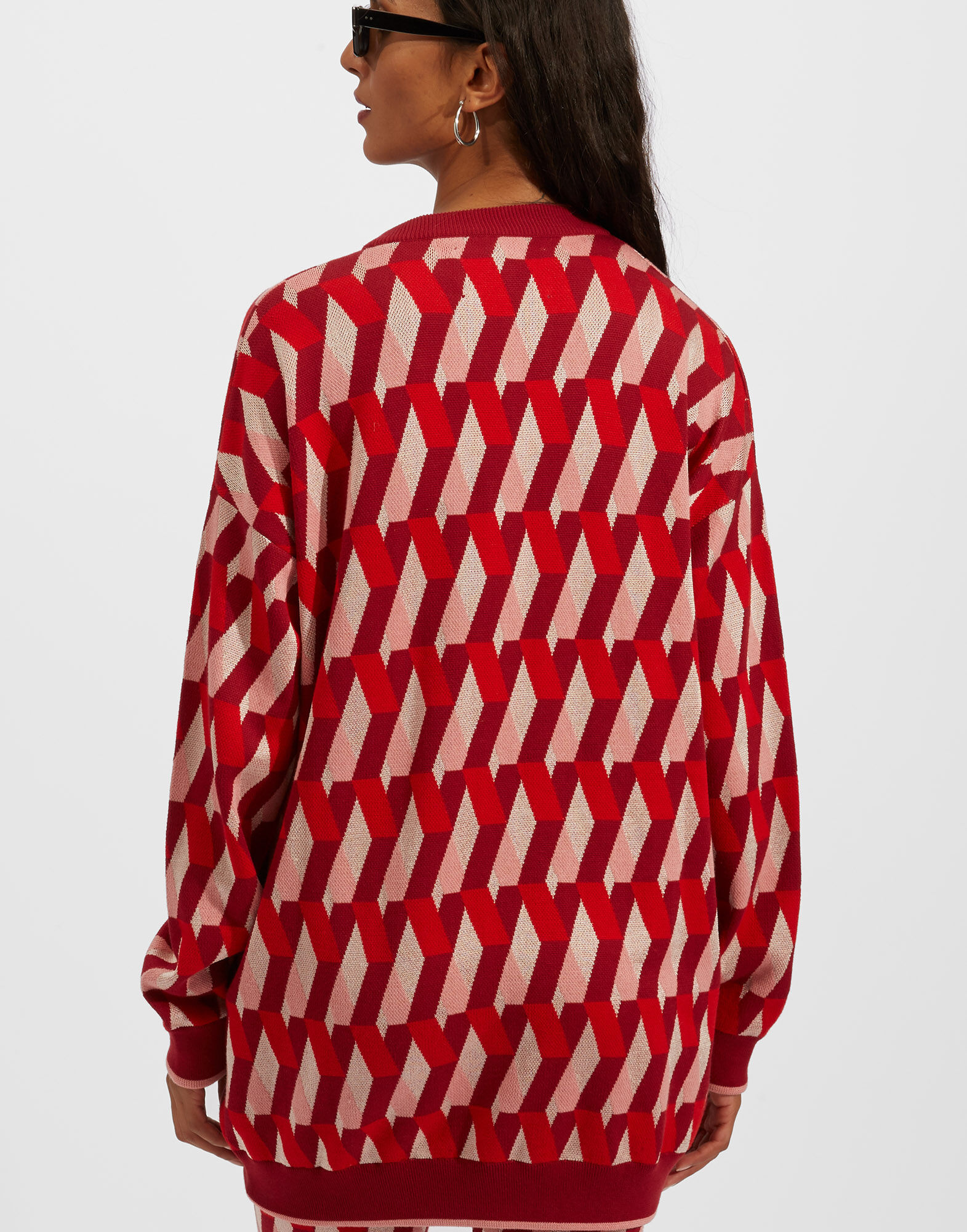 La DoubleJ Knit Leisure Cardigan Diamond Rosso PUL0068KNI044VAR0100