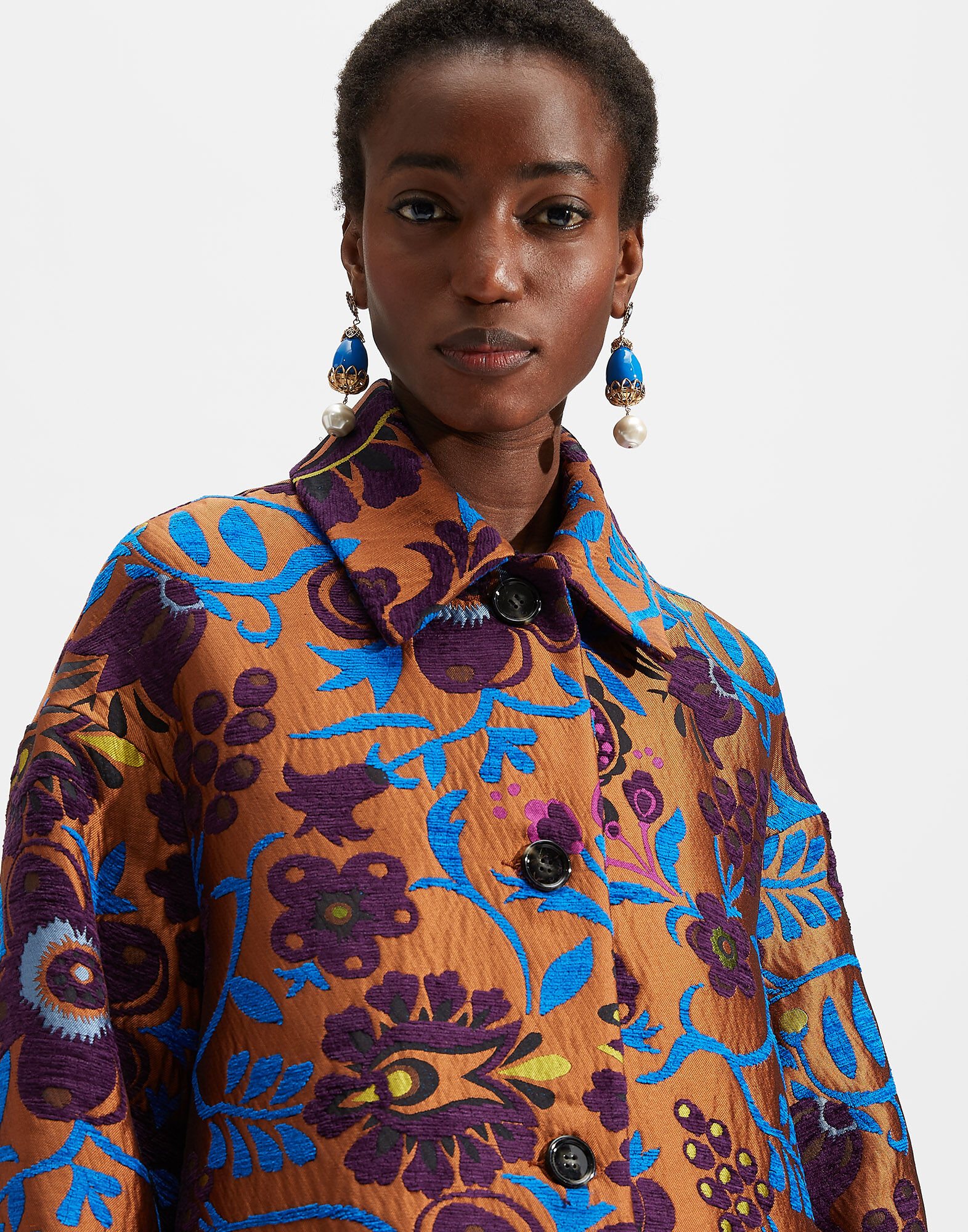 Boxy Coat in Jacquard Selva for Women | La DoubleJ