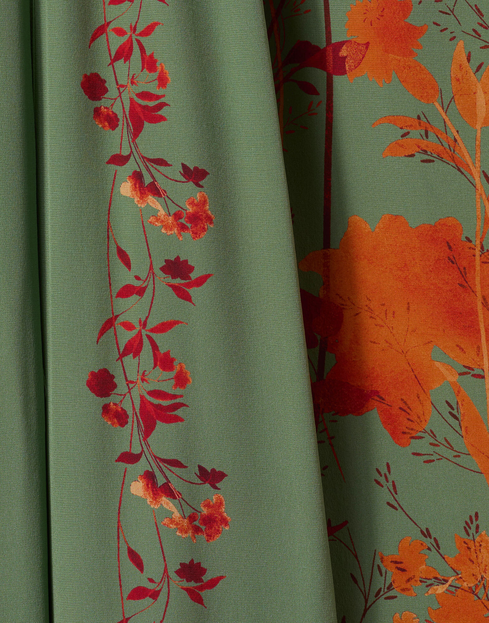 La DoubleJ Long Camerino Dress Woodland Plac&eacute;e Green & Orange DRE0720CRE002WOD01GR13