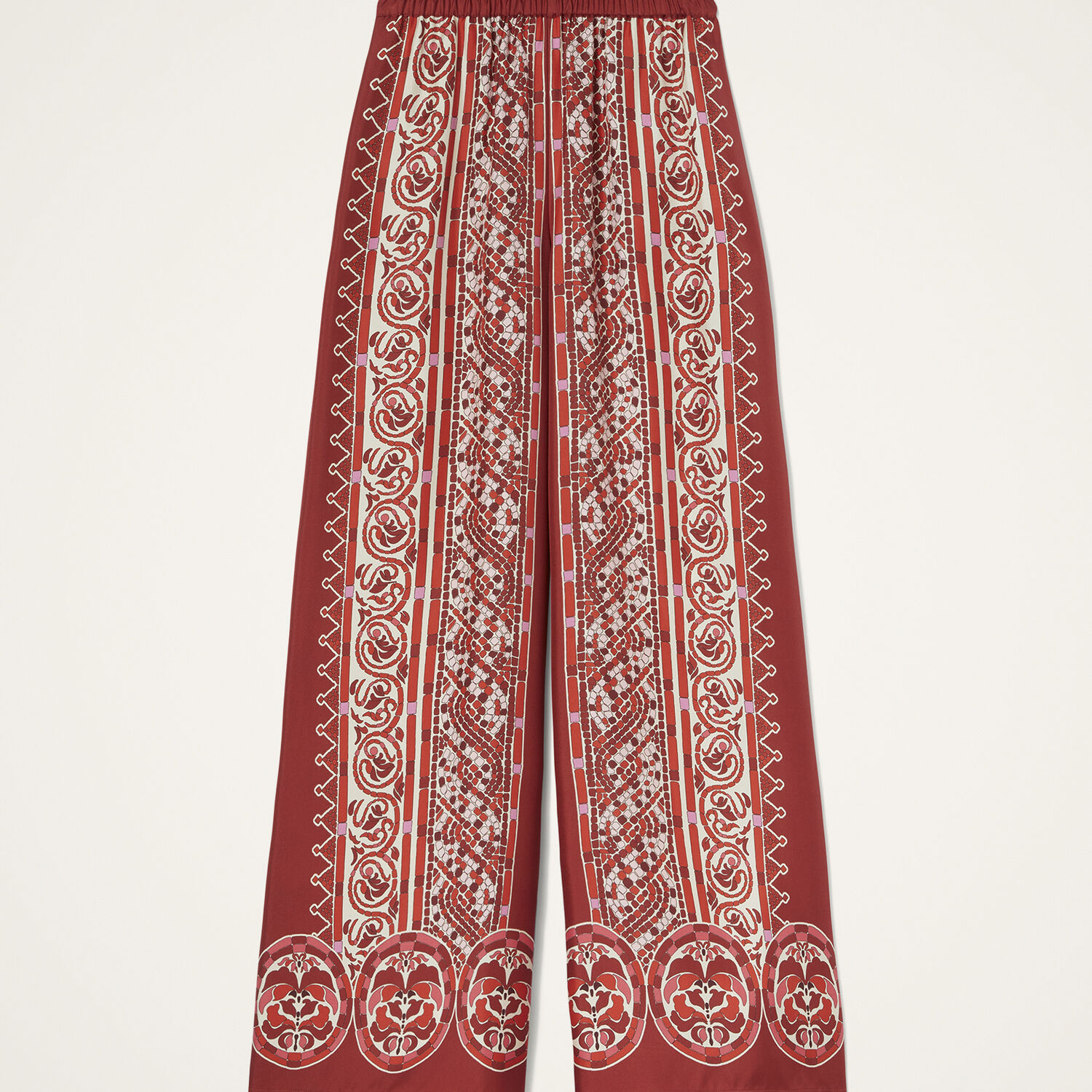 La Doublej Icon Palazzo Printed Silk-twill Wide-leg Pants In Red
