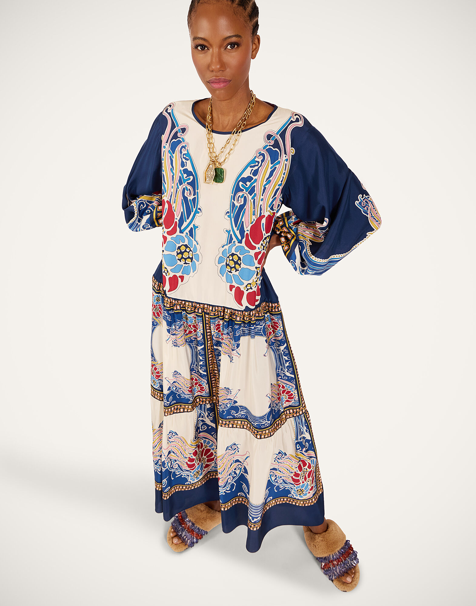 La DoubleJ Vesta Dress Lemuria Plac&eacute;e Blue DRE0302SIL009LEM02BU03