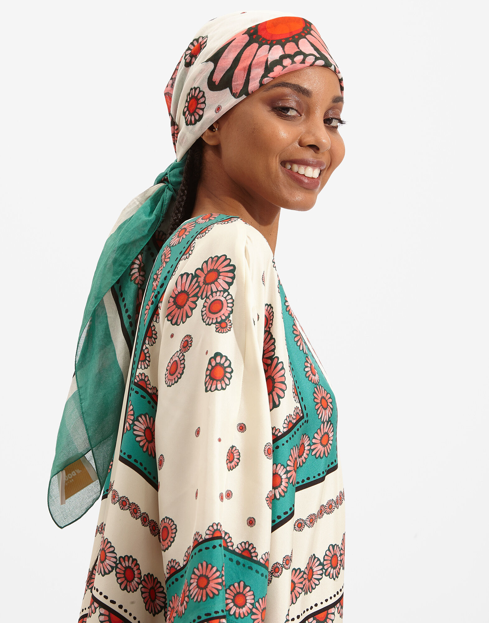 La DoubleJ Pareo (98X140) Daisy Plac&eacute;e Turquoise SCA0020COT021DAY0008