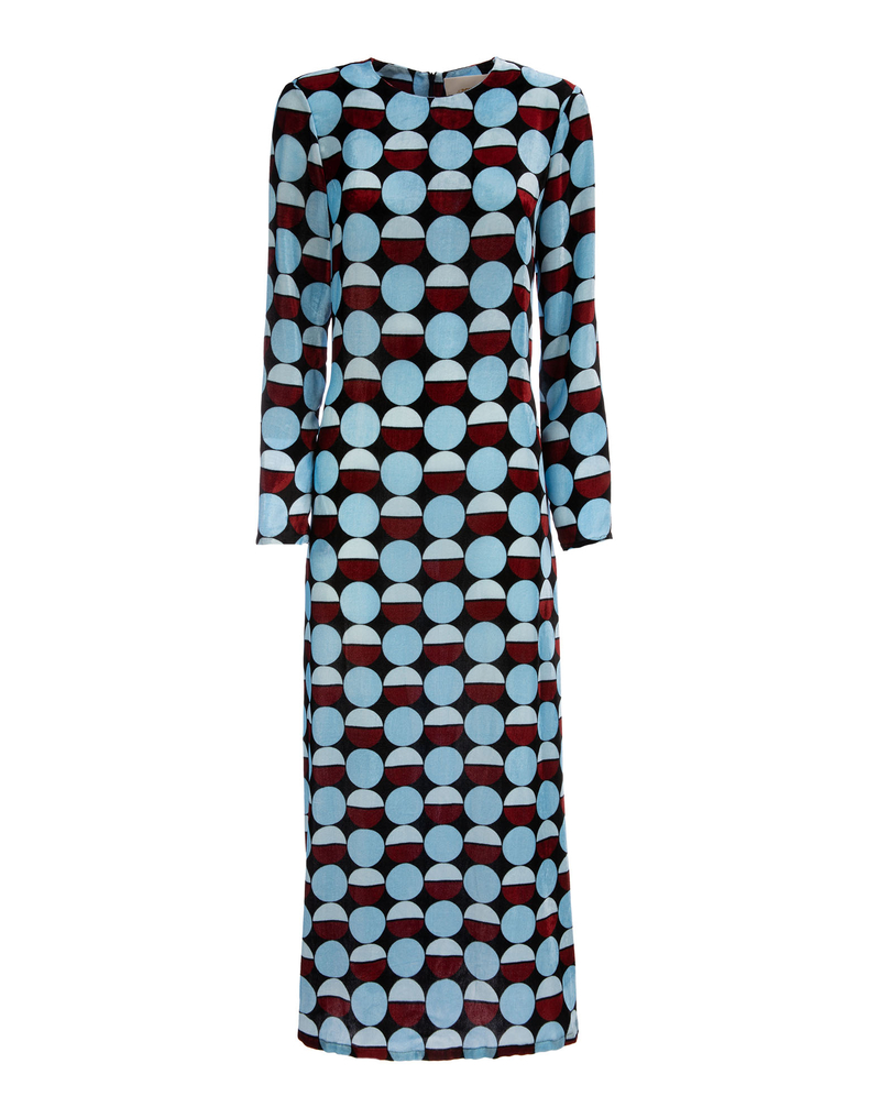 LaDoubleJ Long Sleeve Swing Dress LaDoubleJ Long Sleeve Swing Dress Sfere Azzurro DRE0184VEL004SFE0003