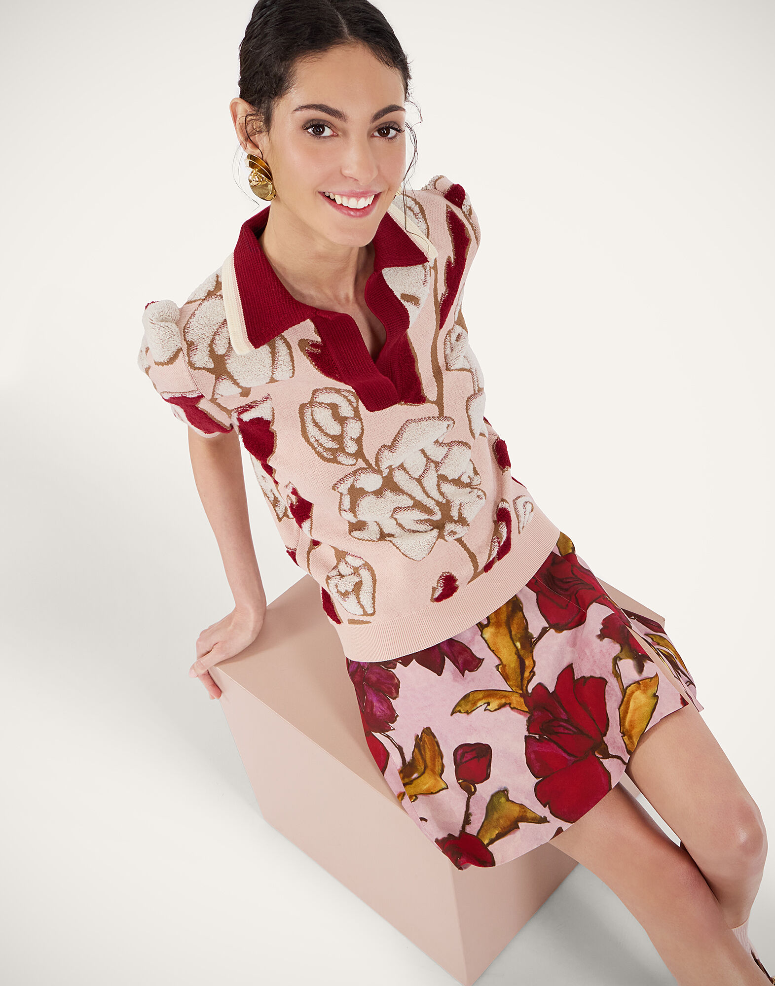 La DoubleJ Mini Foulard Skirt French Kiss Dusty Pink SKI0185SAB001FRK01PI10